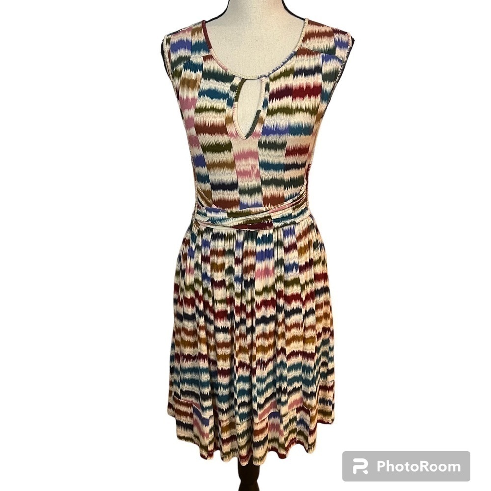 Anthropologie Maeve Sennebec Multi Striped Midi Dress Sz-S